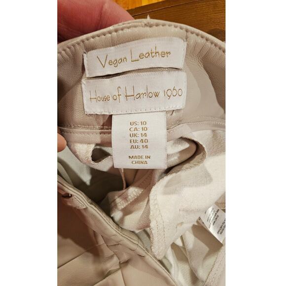 House of Harlow 1960 Vegan Leather Pants Front Pleats Trousers,  Sz 10 - Picture 3 of 7